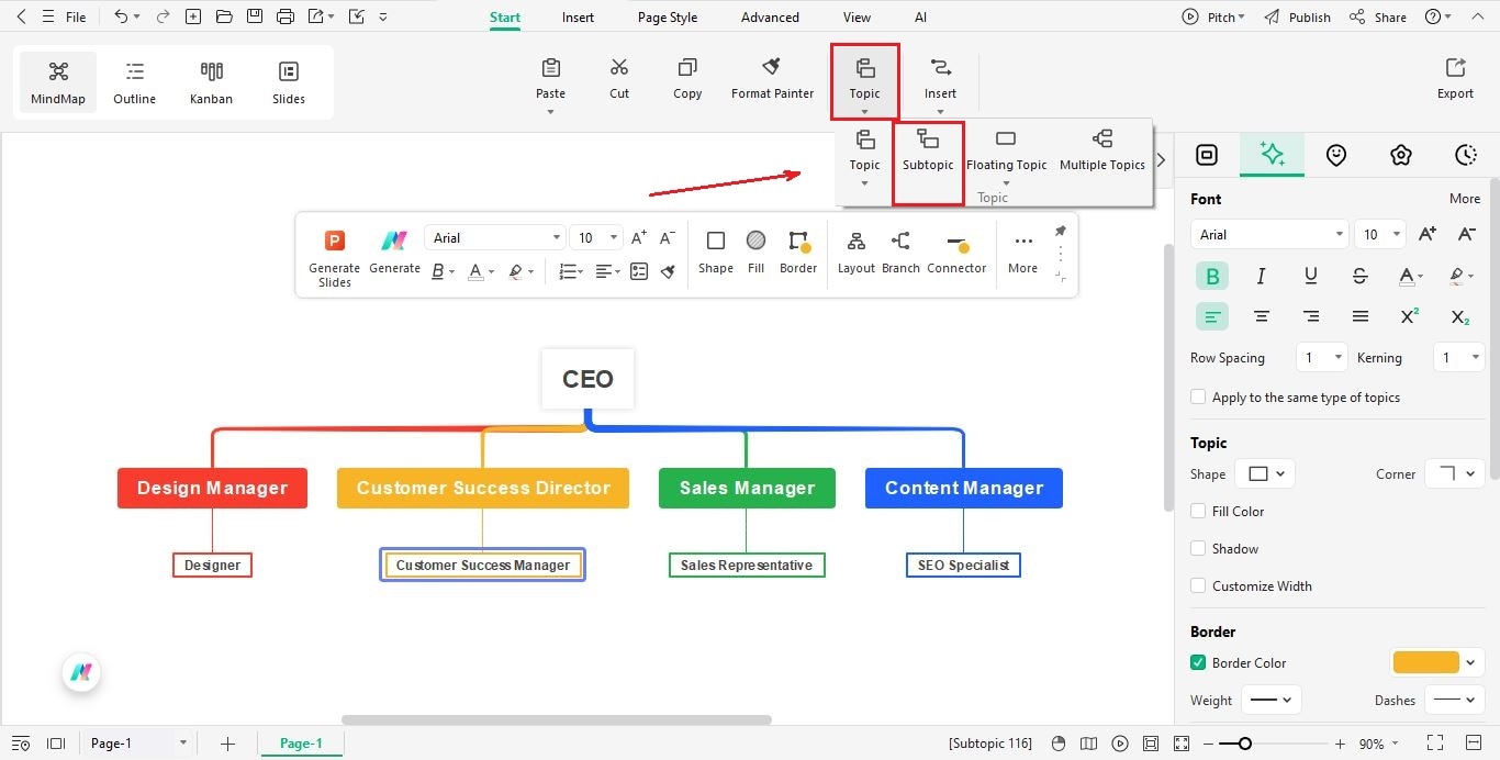org chart step 3 add mid level managers