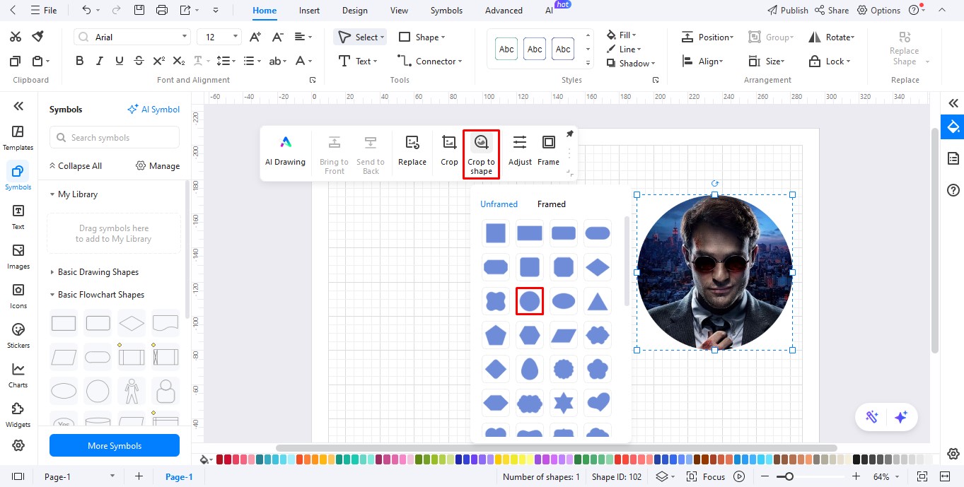 change image shape in edrawmax