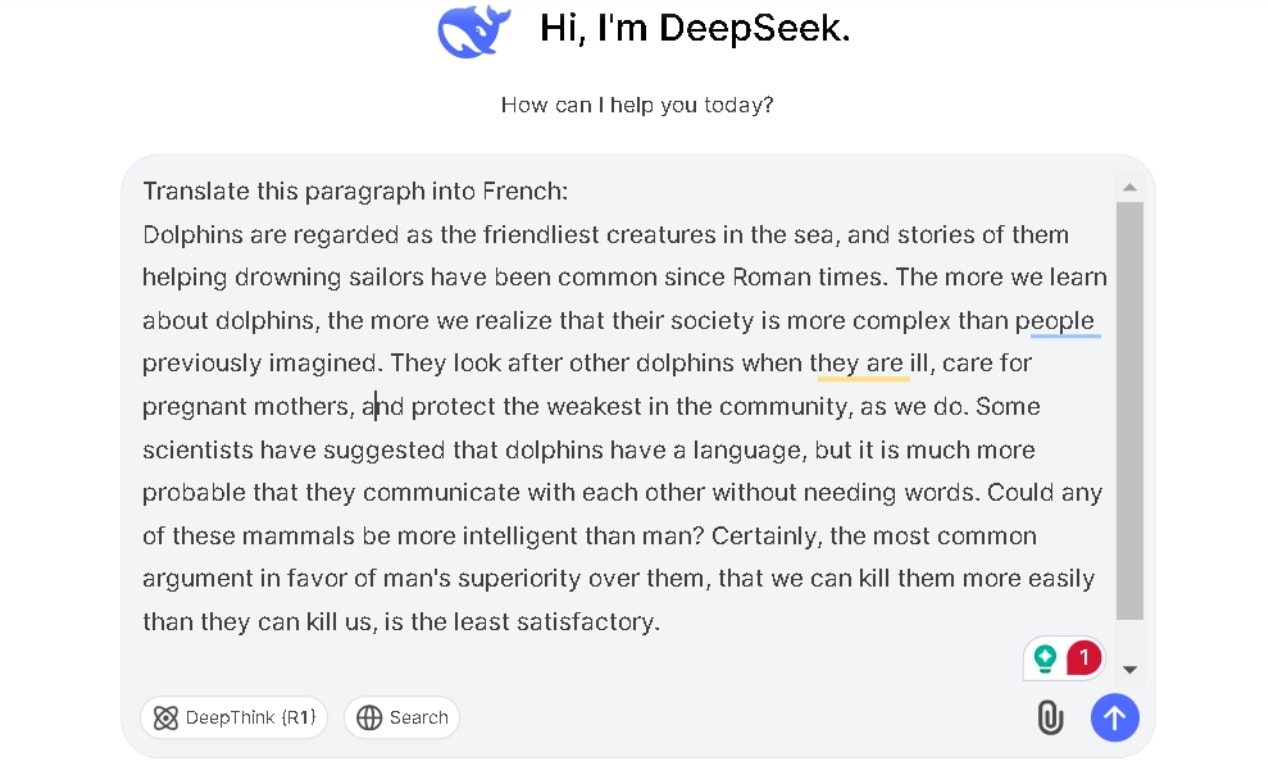 deepseek translation by prompt