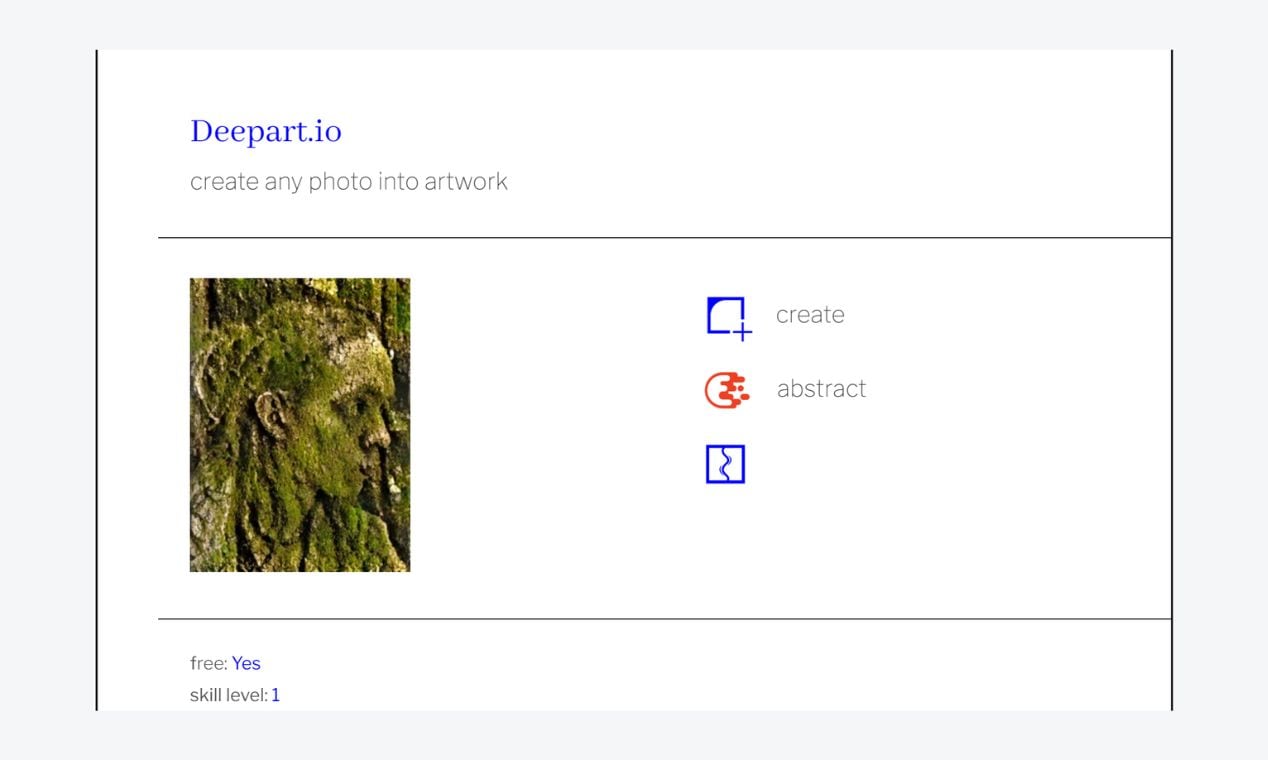deepart ai image transformation tool