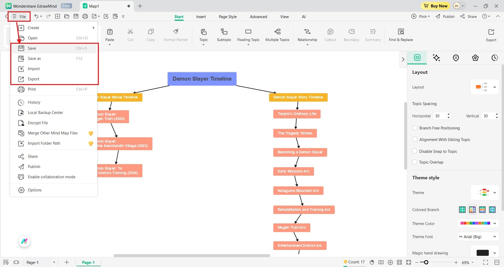 exporting the timeline and saving it