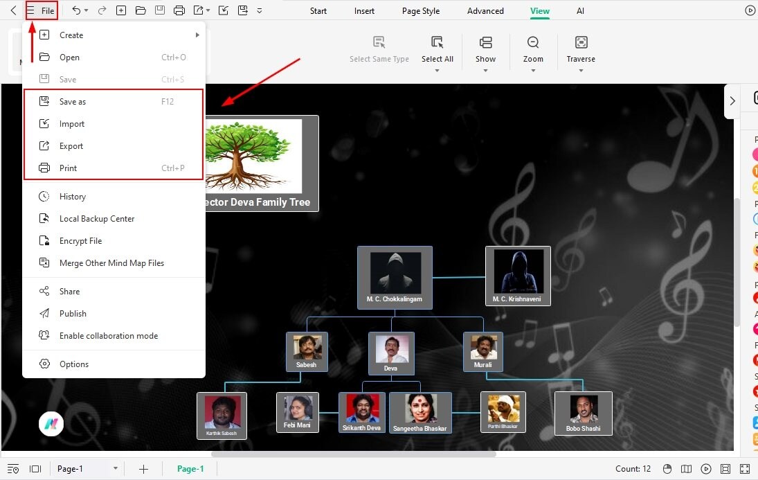 export the family tree