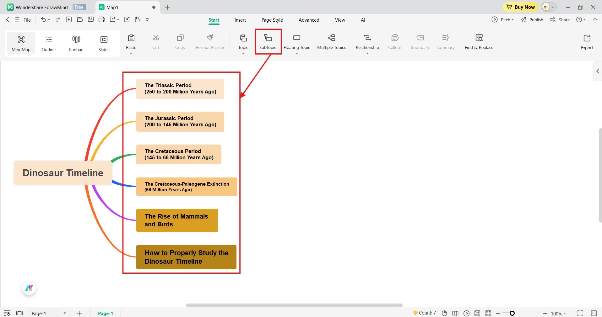 EdrawMind - customising the main events