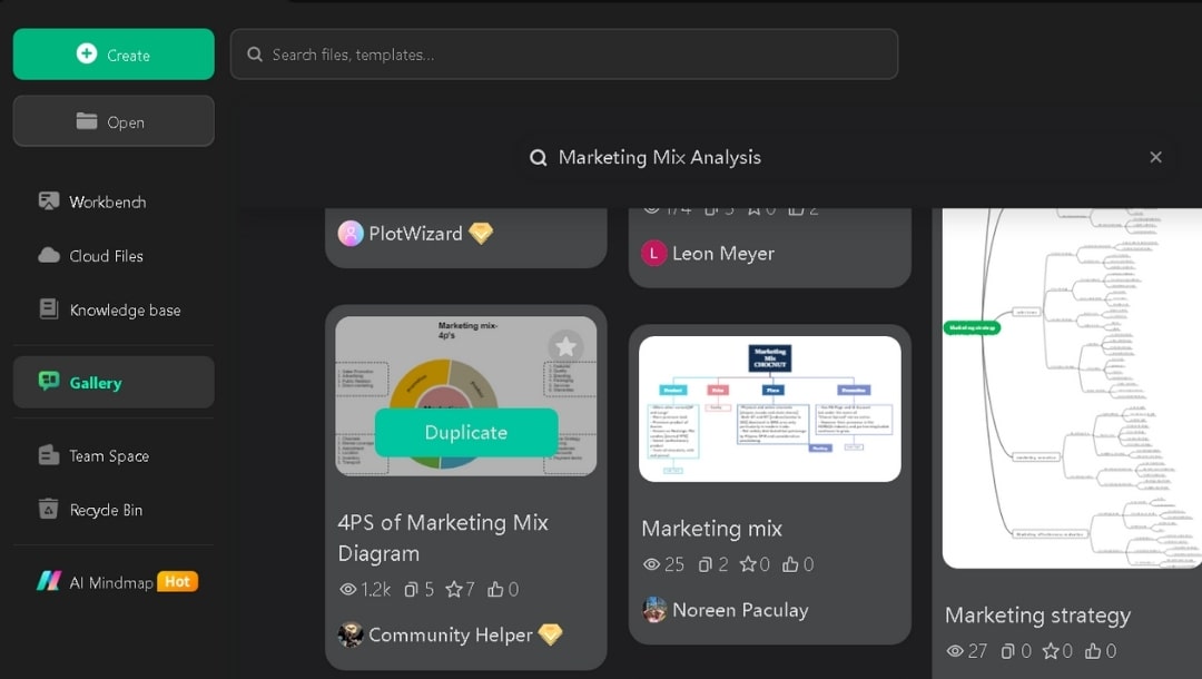 select marketing mix template