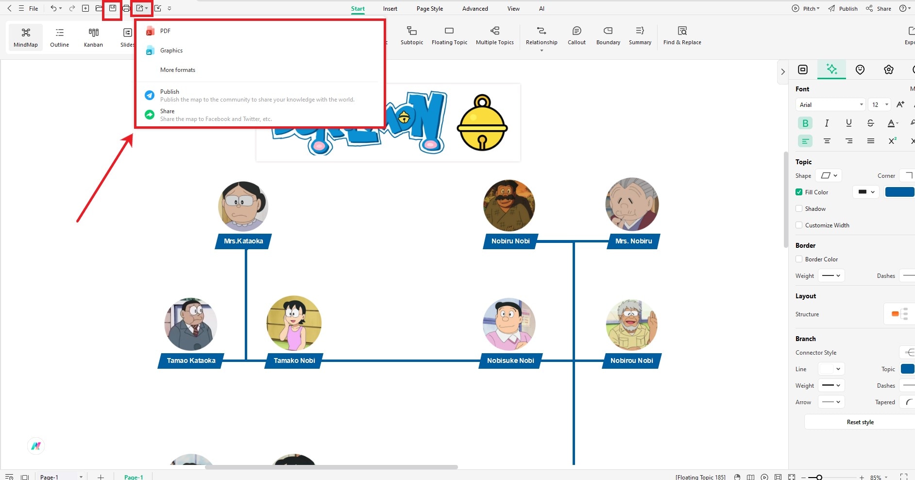 edrawmind save or export