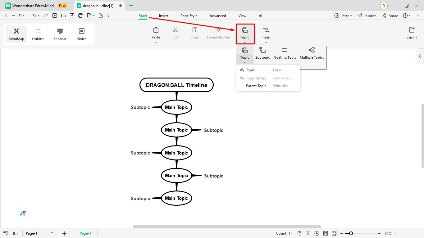 create a timeline on edrawmind