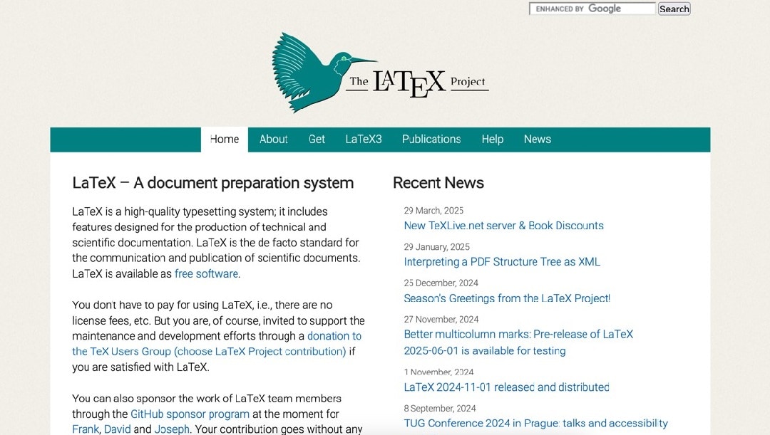 latex project webpage