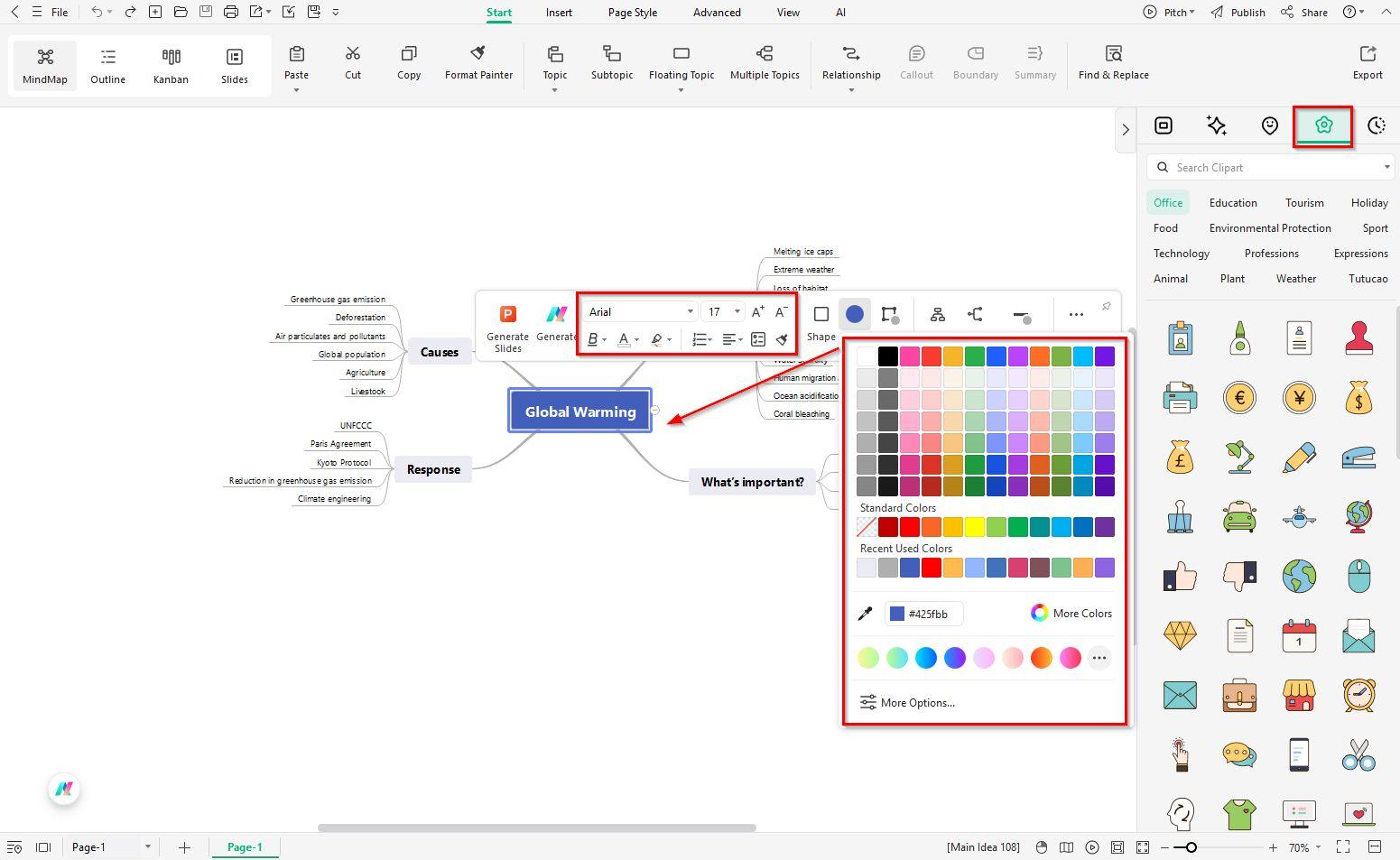 customize the mind map
