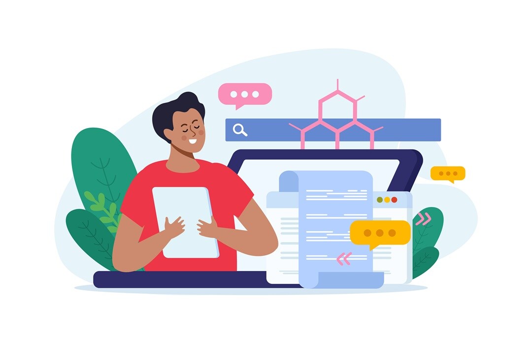 browsing articles online illustration