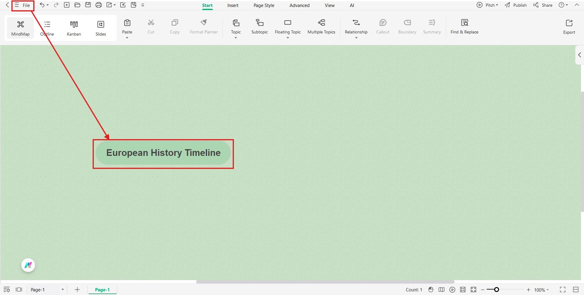 making a mind map from scratch
