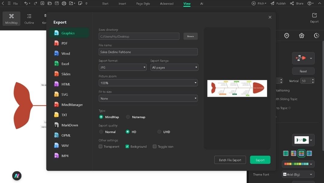 export-fishbone-diagram-in-edrawmind