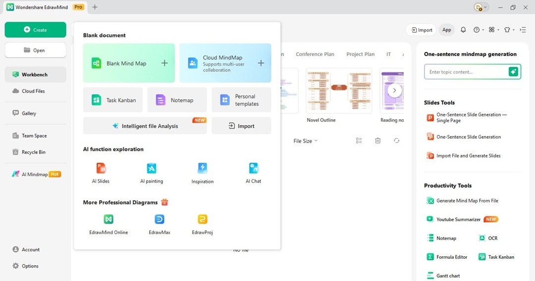 create a mind map-new file