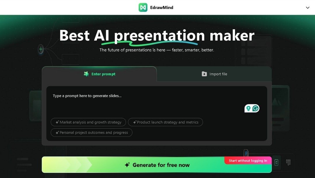 edrawmind ai presentation interface