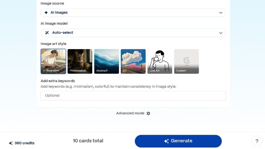 select visuals options