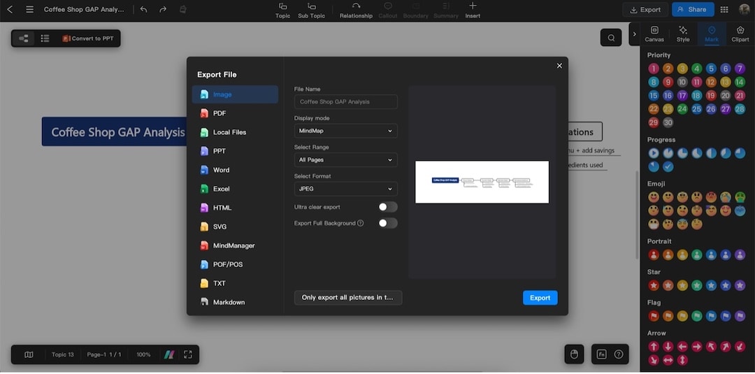 edrawmind online-export tools