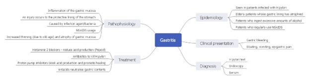 gastritis pathophysiology map-example