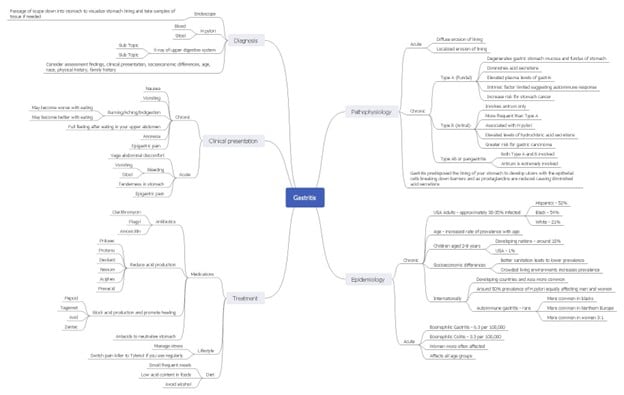 gastritis detailed mind map-example