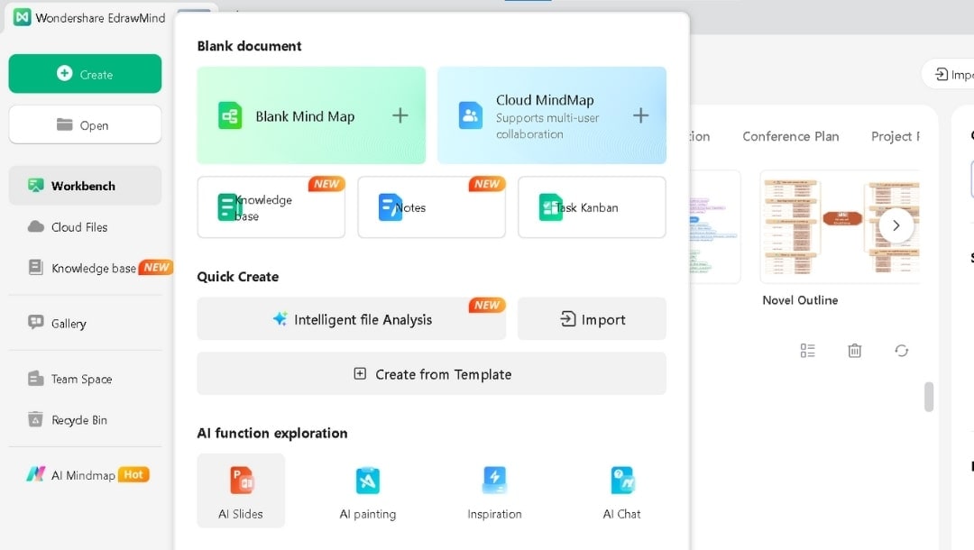 start ai slides creation in edrawmind interface