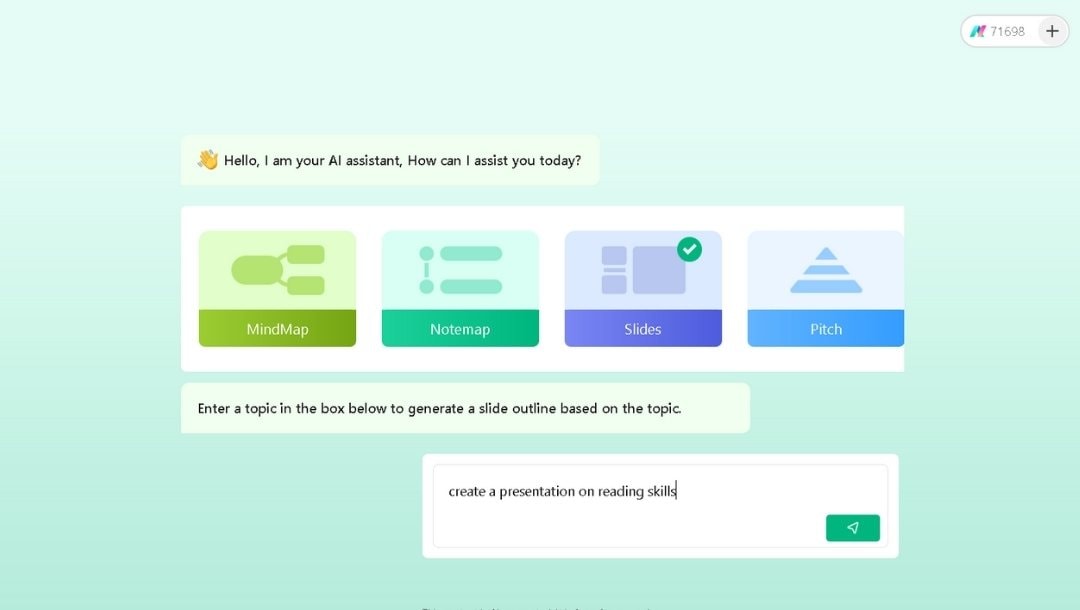 enter ai presentation prompt in edrawmind to generate outline