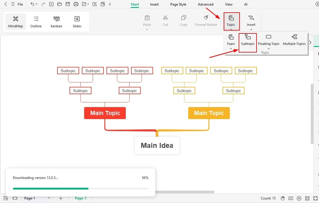 change the layout and add subtopics
