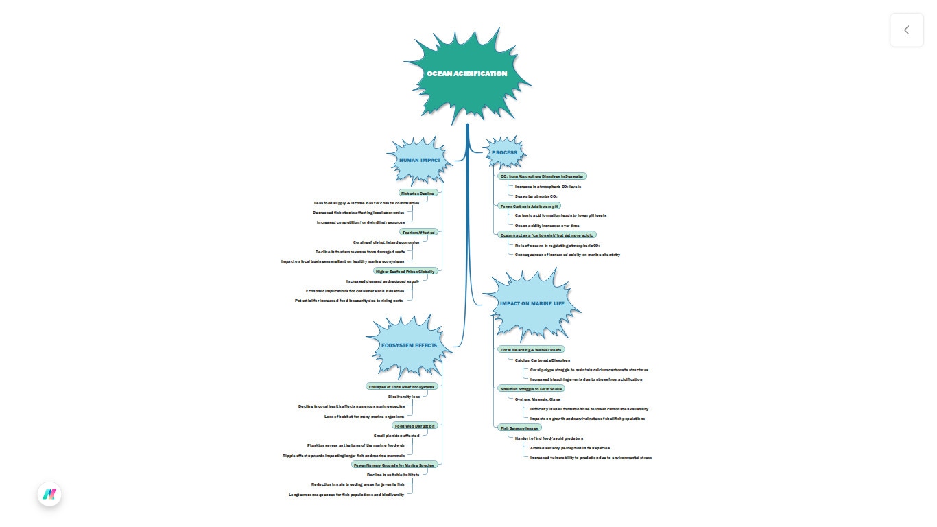 global warming mind map: ocean acidification