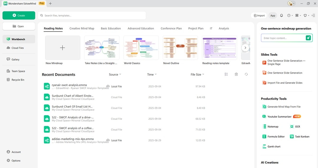 edrawmind user interface