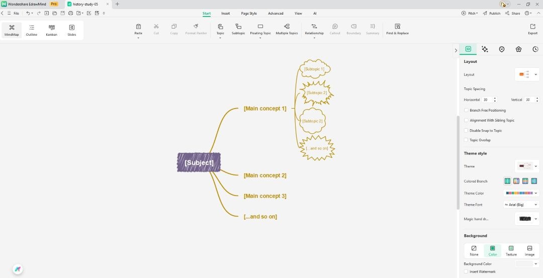 sample generic map-history study