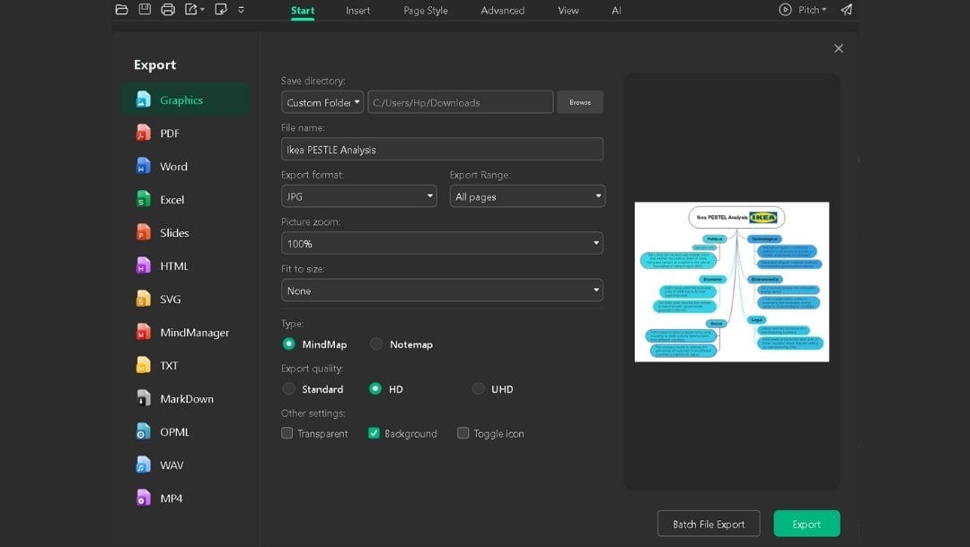 exporting the final map