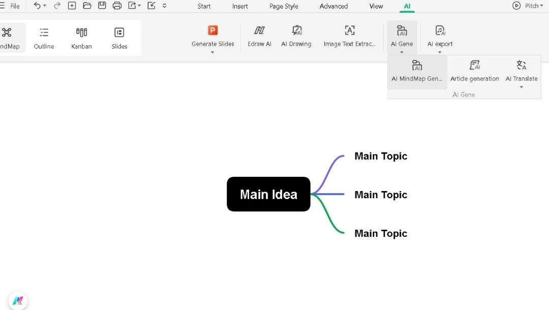 open ai mindmap generation tool from toolbar