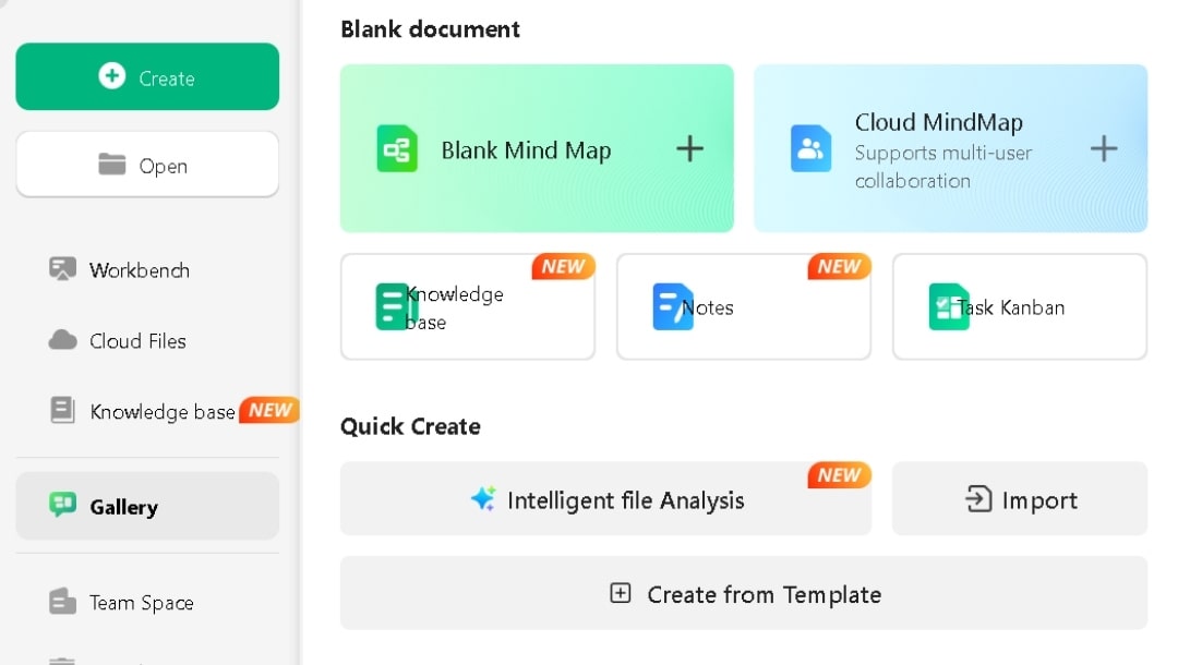 open edrawmind ai to create blank swot mind map