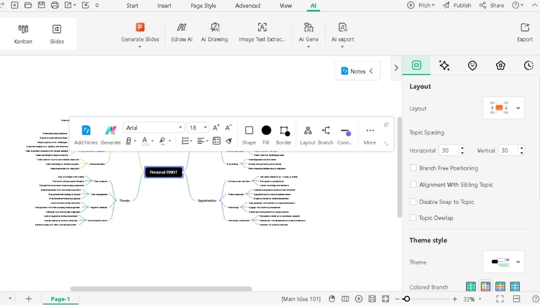customize layout colors and theme for clear swot visualization