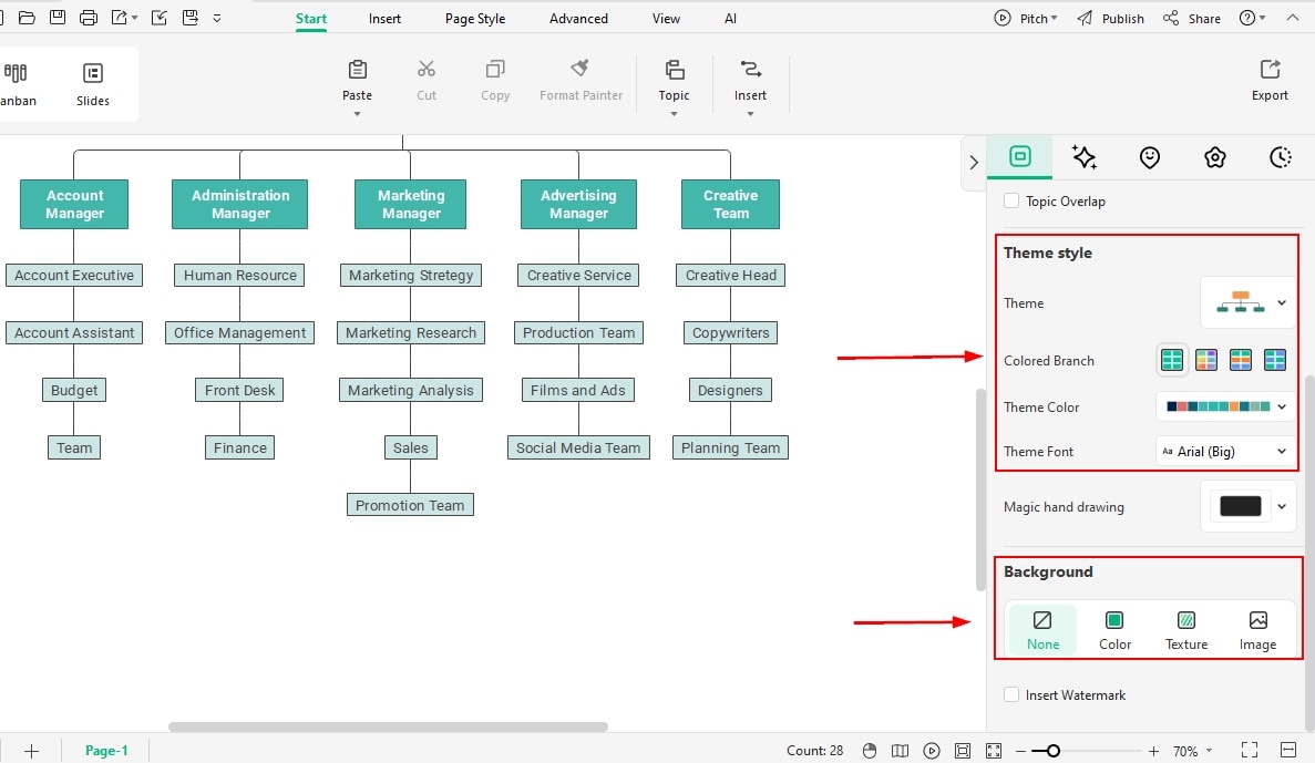 add colors for different teams-function/scene