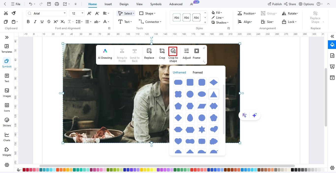 change picture frame shape edrawmax