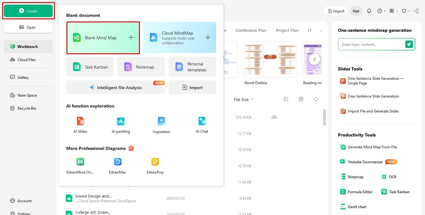 open edrawmind blank canvas