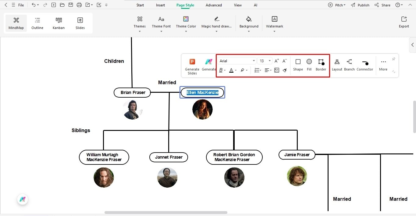 label the profiles edrawmind canvas