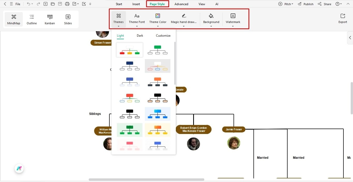 modify family tree theme edrawmind