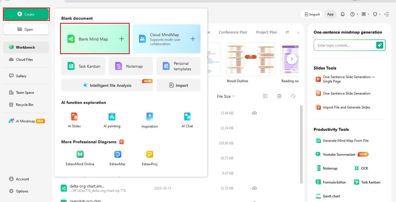 EdrawMind – eine neue Datei öffnen