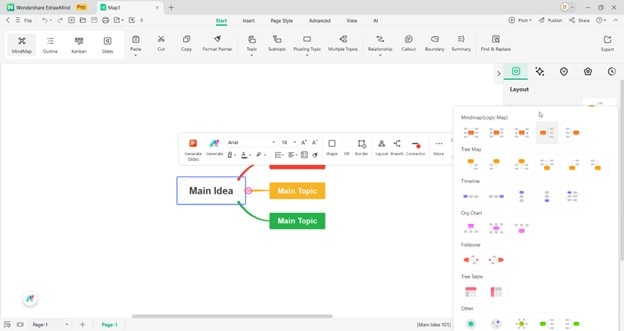 edrawmind layout options