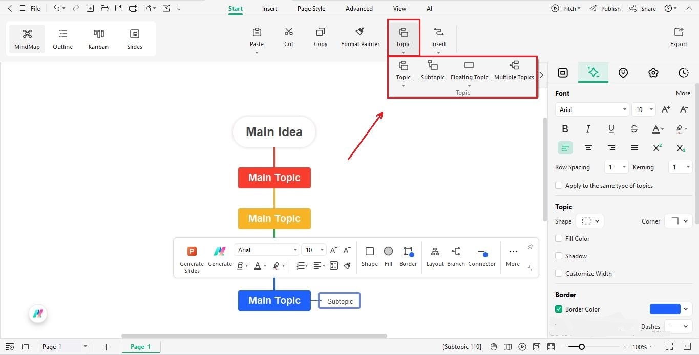 add topics and subtopics