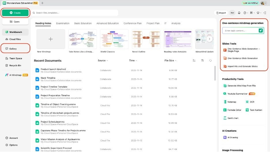 edrawmind make new project