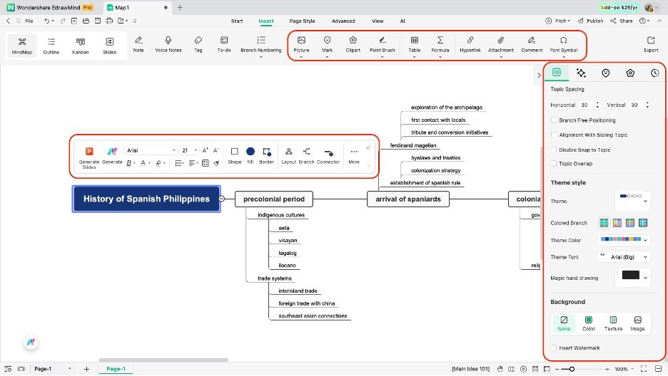 edrawmind customize tools