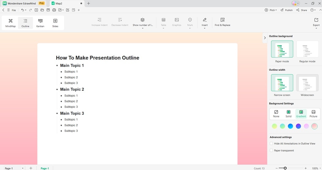 personalizing the presentation outline
