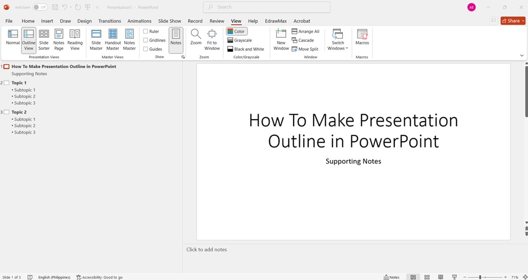 using powerpoint to make presentation outline