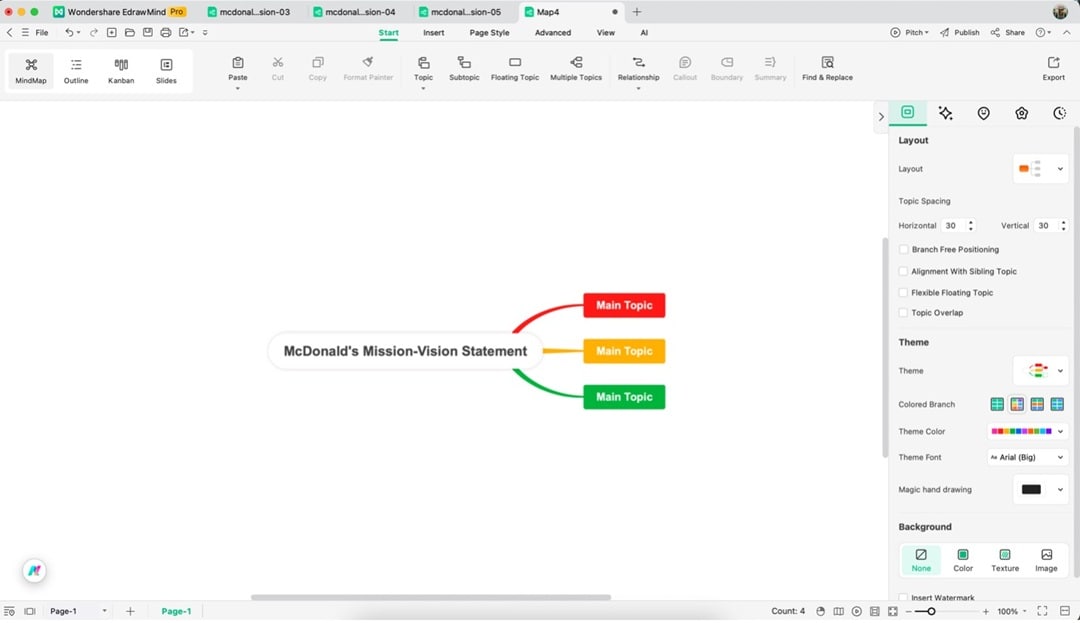 edrawmind add main topic
