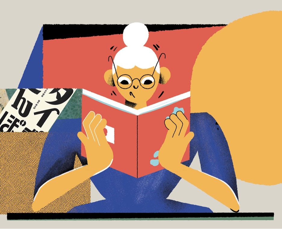 person reading book-record audio