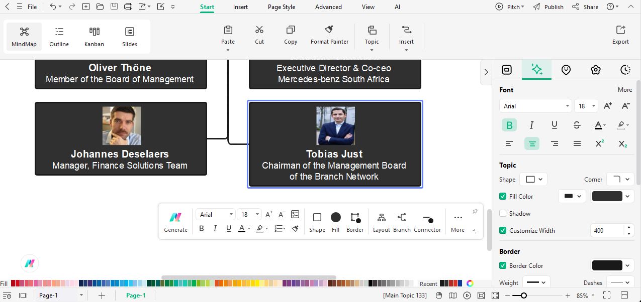 customizing the design of the org chart