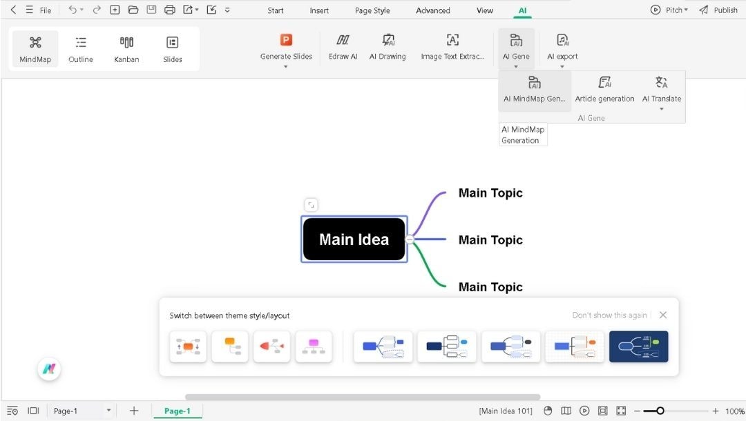 open ai mindmap generation panel
