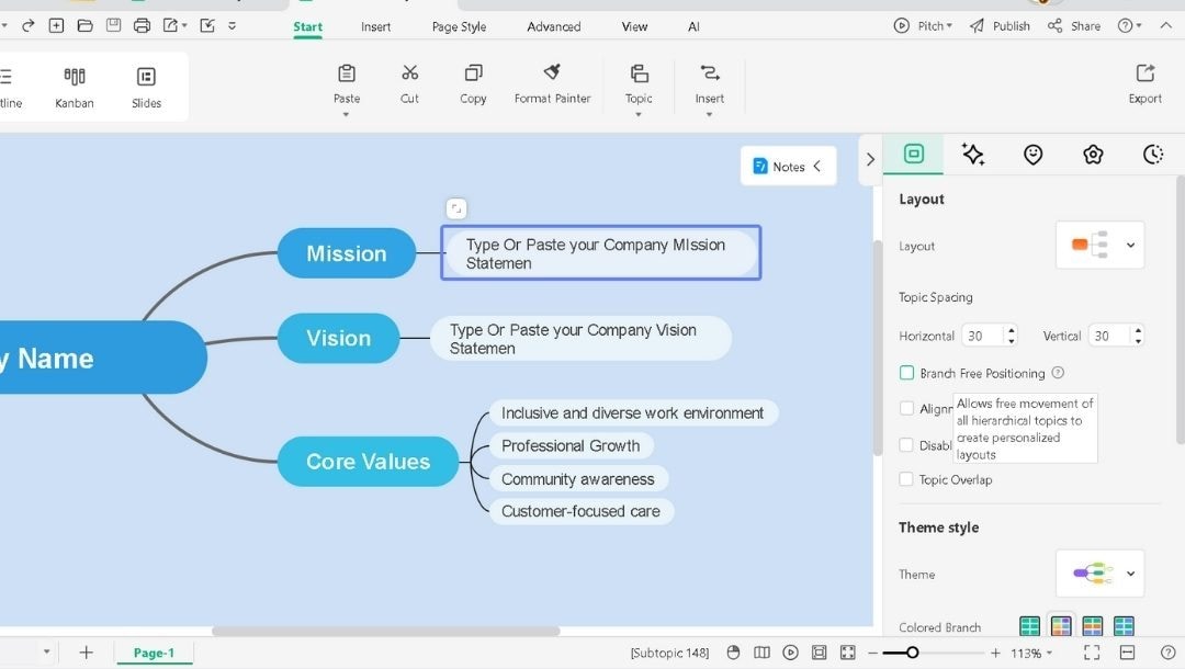 enable branch-free positioning for flexible map layout