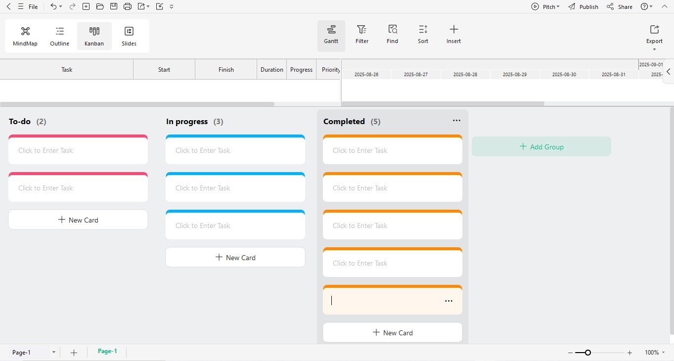 edrawmind kanban board canvas
