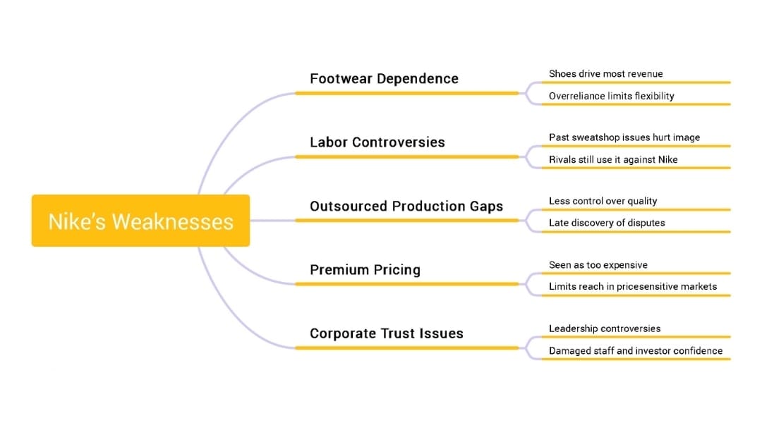 nike weaknesses summary